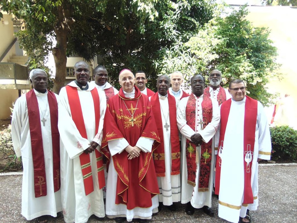 Archbishop Jean-Marie Speich with members of the Standing Committtee of SECAM in Accra, Ghana
